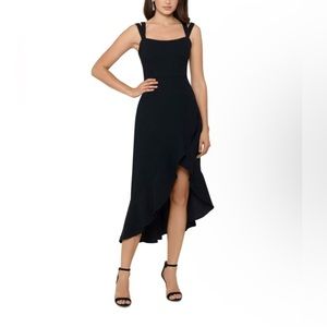 NEW XSCAPE Double Strap High-low Midi Dress
